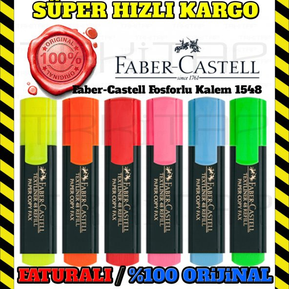 FABER CASTELL FOSFORLU KALEM İŞARETLE KALEMİ 1548 TEXTLİNER 2ADET - 3