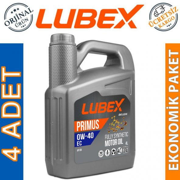 Lubex Primus EC 0W-40 4 Lt Tam Sentetik Motor Yağı (4 Adet)