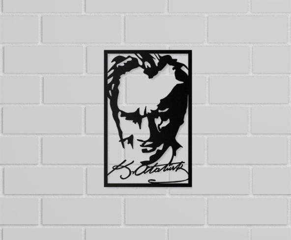 ATATÜRK Portresi ve İmzası Dekoratif Metal Pano