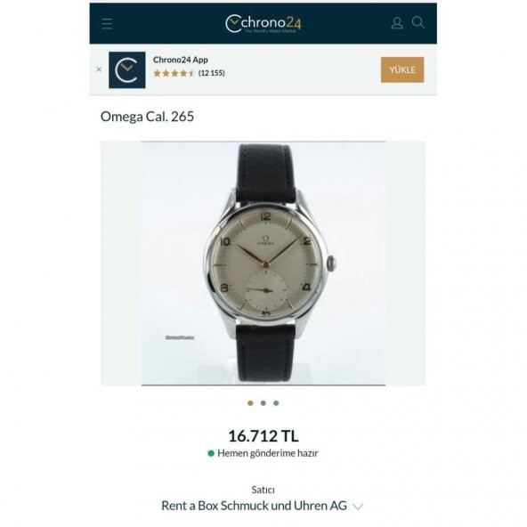 Antika 1949 Omega Cal 265 Jumbo Calatrava Kurmalı Erkek Kol Saati - 6