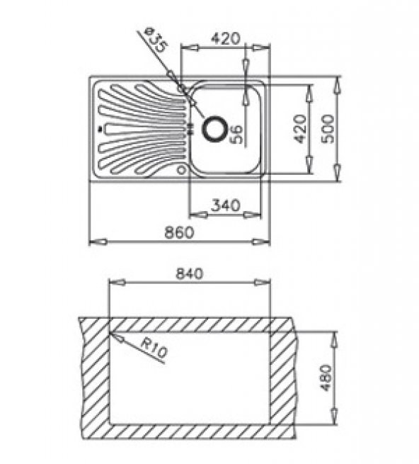 TEKA NERİSSA 50B MİKRO KETEN SOL EVYE 50X86 - 2