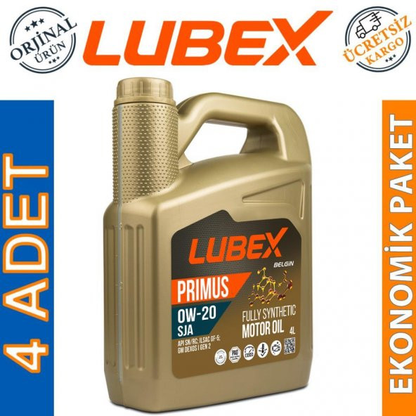 Lubex SJA 0W-20 4 Lt Tam Sentetik Motor Yağı (4 Adet)