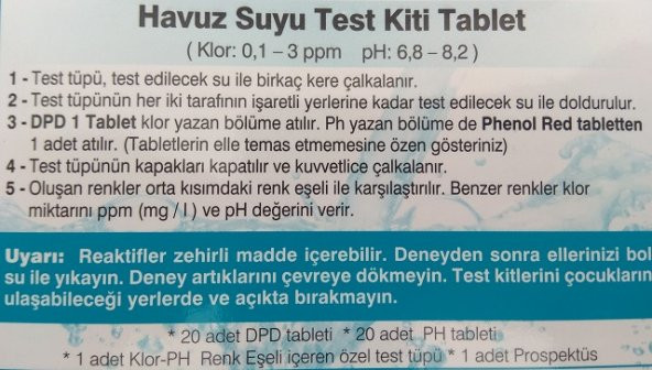 Havuz Suyu Test Kiti Sutest Klor Ph Ölçüm Kiti Haplı Tablet - 3
