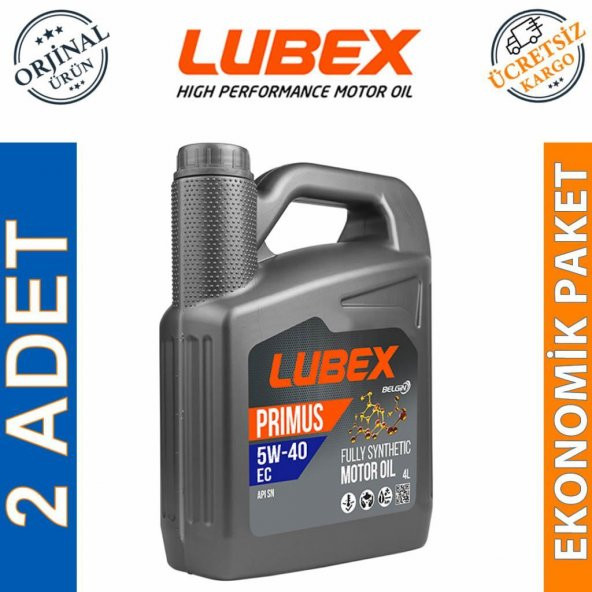 Lubex Primus EC 5W-40 4 Lt Tam Sentetik Motor Yağı (2 Adet)