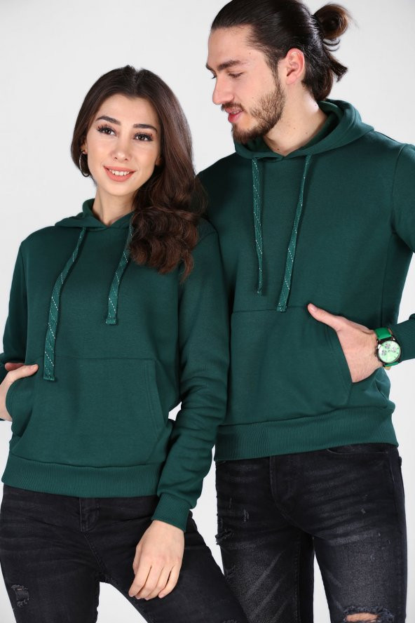 Sevgili Kombinleri Yeşil Sweatshirt Basic 3 İPLİK Kalın Kumaş