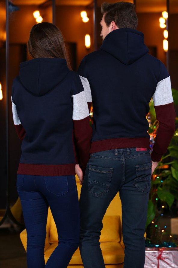 Sevgili Kombinleri Renkli Sweatshirt Kapşonlu My World - 3