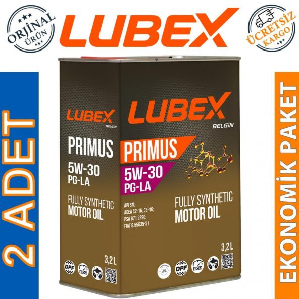 Lubex Primus PG-LA 5W-30 3,2 Lt Partiküllü Motor Yağı (2 Adet)