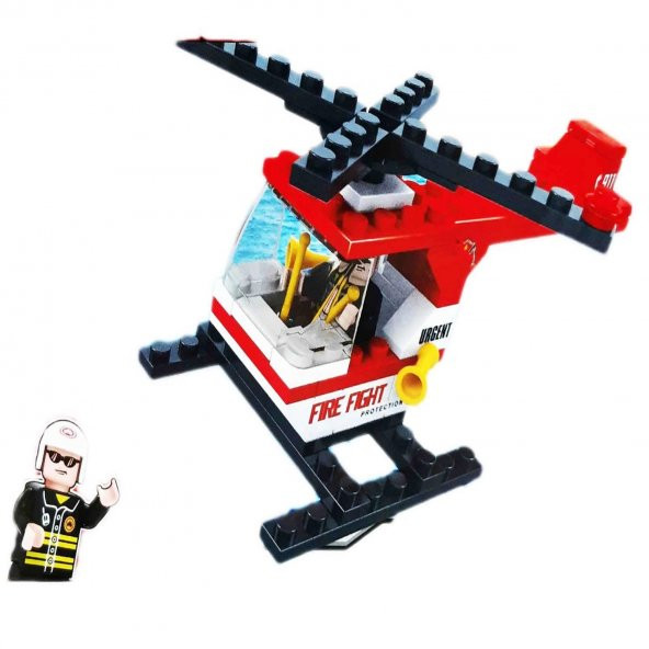 Bricks Lego Uyumlu 69 Parç Helikopter İtfaiye Eğitici Oyuncak
