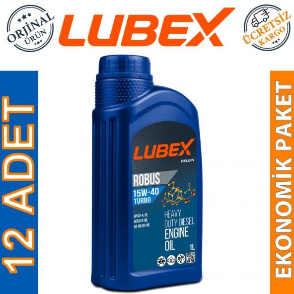Lubex Robus Turbo 15W-40 1 Lt Mineral Motor Yağı (12 Adet)