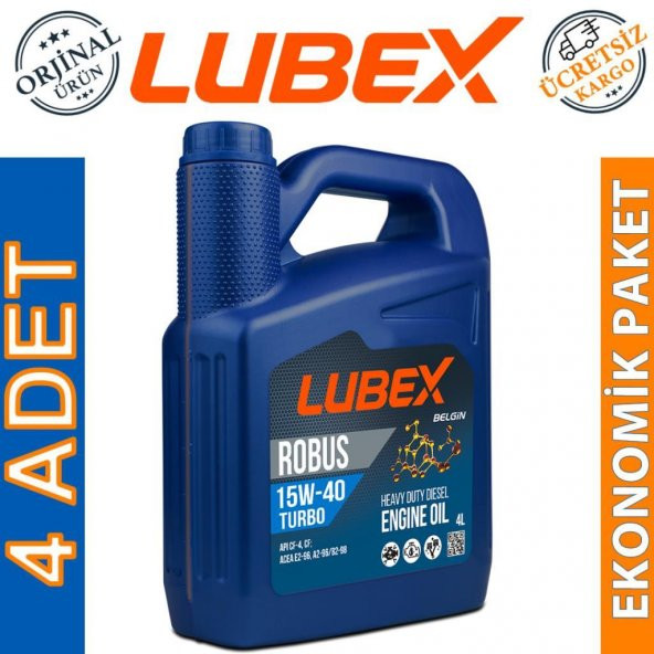 Lubex Robus Turbo 15W-40 4 Lt Dizel Mineral Motor Yağı (4 Adet)