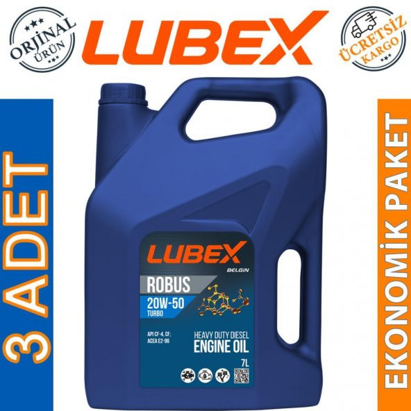 Lubex Robus Turbo 20W-50 7 Lt Mineral Motor Yağı (3 Adet)