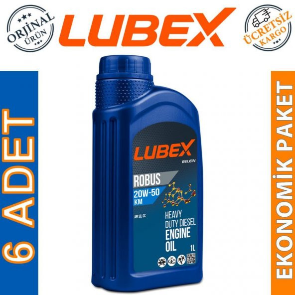 Lubex Robus KM 20W-50 1 Lt Mineral Motor Yağı (6 Adet)