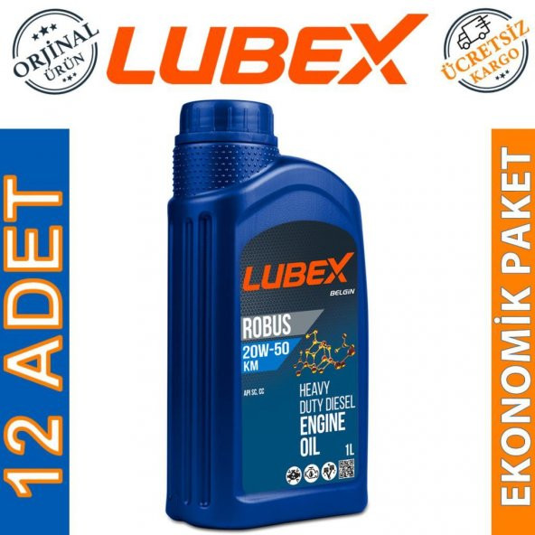 Lubex Robus KM 20W-50 1 Lt Mineral Motor Yağı (12 Adet)