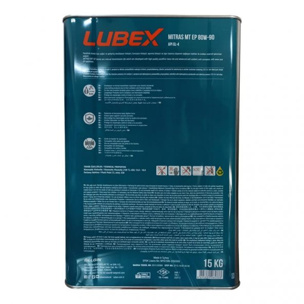 Lubex Mitras MT EP 80W-90 15 Kg Manuel Şanzıman Yağı - 3