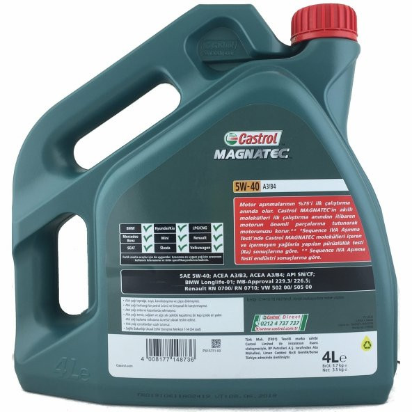 Castrol Magnatec 5W-40 4 Litre Motor Yağı -VW 502 00 / 505 00