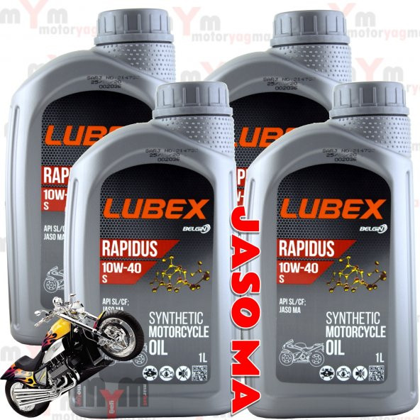 Lubex 4T 10W-40 4 Zamanlı 4 x 1 =4 Litre Motosiklet Yağı