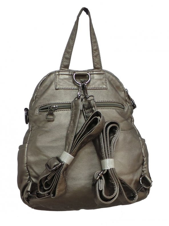 BARCELONA YIKAMA DERİ KADIN SIRT ÇANTASI - 7