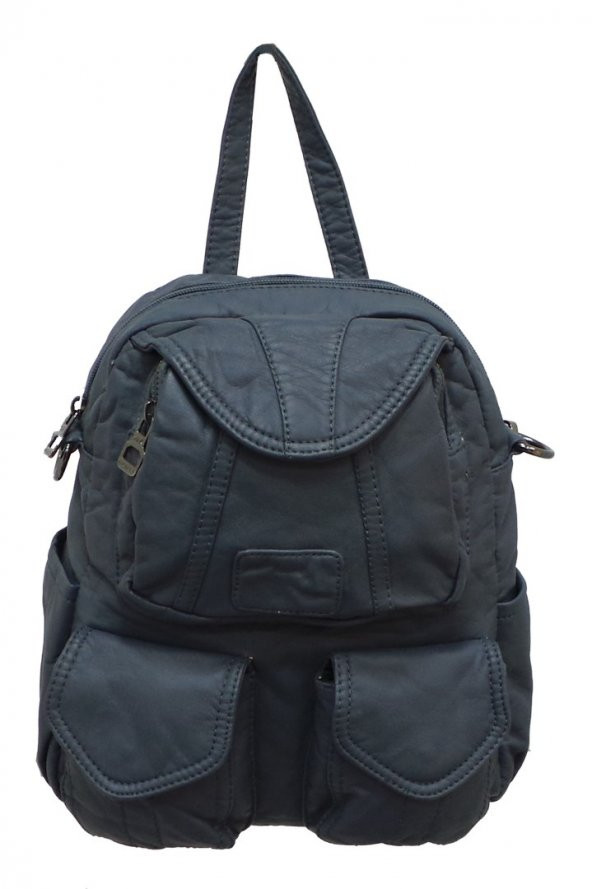 BARCELONA YIKAMA DERİ KADIN SIRT ÇANTASI - 8