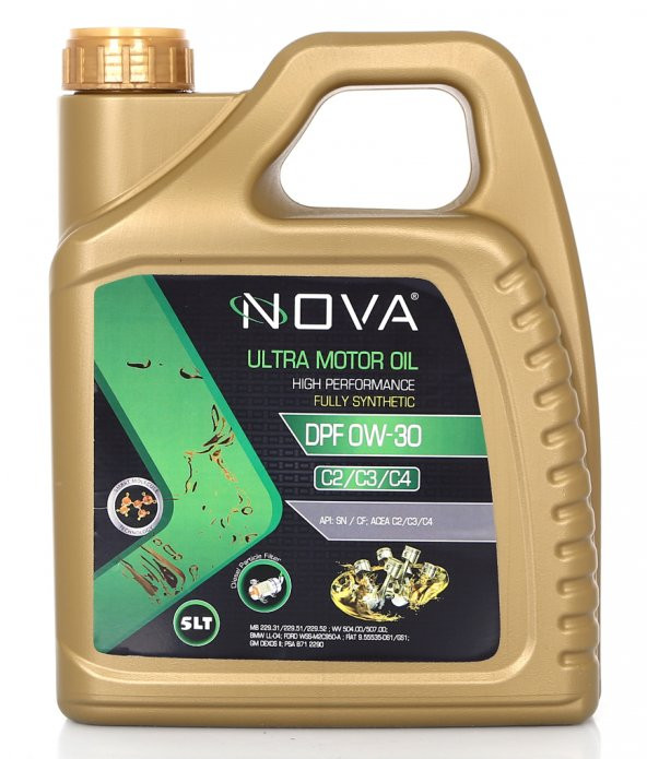 Nova 0W-30 5 Litre Tam Sentetik Motor Yağı ACEA: C2, C3, C4 DPF