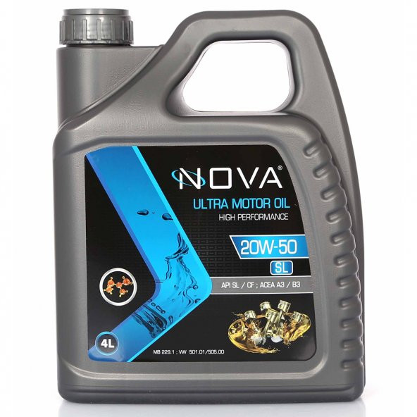 Nova 20W-50 4 Litre Motor Yağı Benzin, Lpg, Dizel Uyumlu