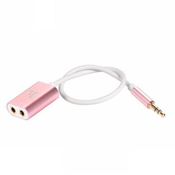 Hoco UA1 Audio kablo 3.5 mm 2 girişli Rose Gold 20cm