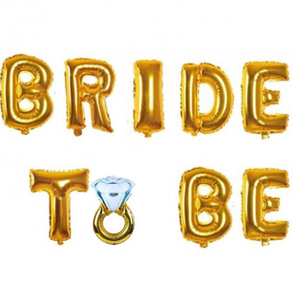 Gold Bride To Be Harf Folyo, Yüzük Balon Bekarlığa Veda Partisi