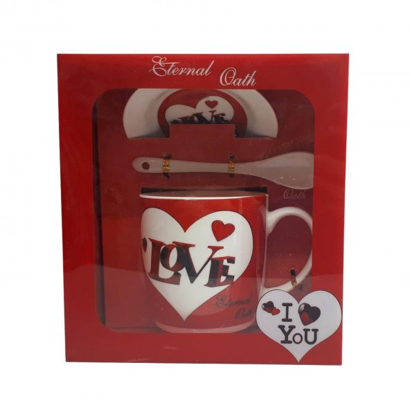 Sevgiliye Kalpli Porselen Kupa Bardak, Sevgililer Günü Hediyesi