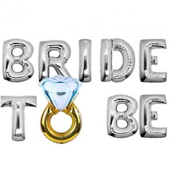 Gümüş Bride To Be Harf Folyo, Yüzük Balon Bekarlığa Veda Partisi