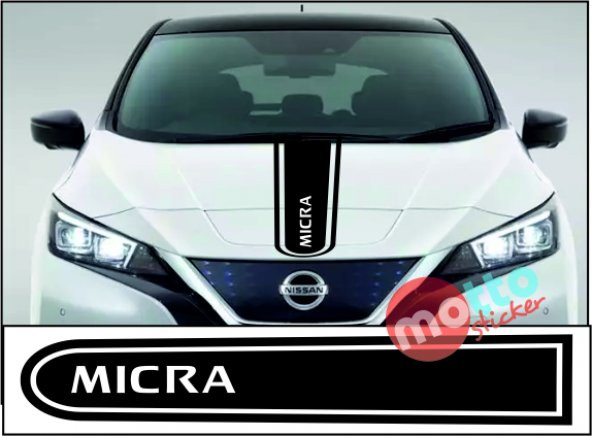 Nissan Micra Logolu Otomobil Ön Kaput Şeridi Kaput Sticker