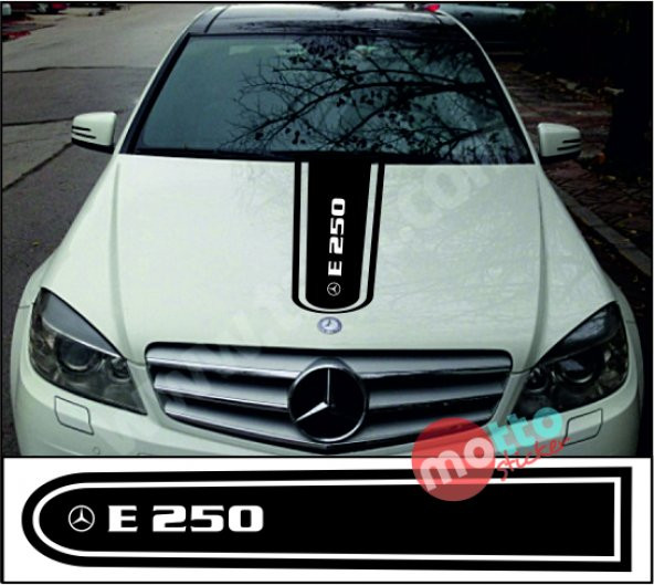 Mercedes Benz E 250 Logolu Otomobil Ön Kaput Şeridi Kaput Sticker