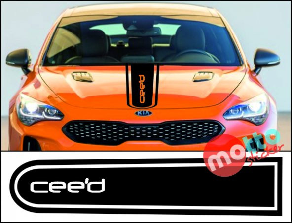 Kia Ceed Logolu Otomobil Ön Kaput Şeridi Kaput Sticker
