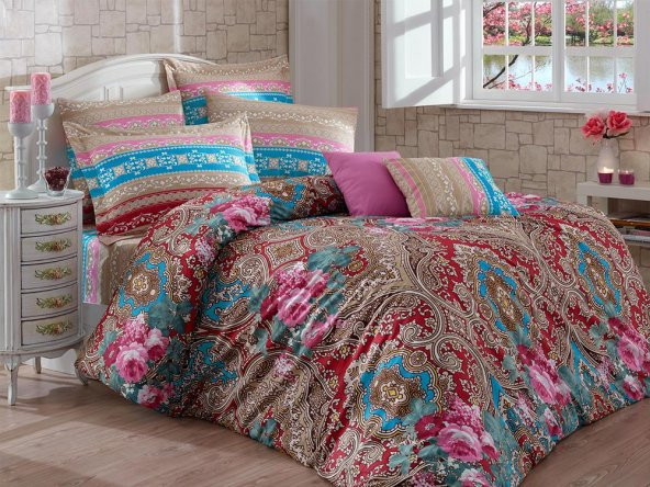 Dilem 100 Pamuk Çift Kişilik Nevresim Takımı Kahve