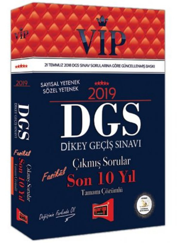 Yargı Yayınları 2019 DGS VIP Sayısal - Sözel Yetenek Son 10 Yıl Tamamı Çözümlü Fasikül Çıkmış Sorular