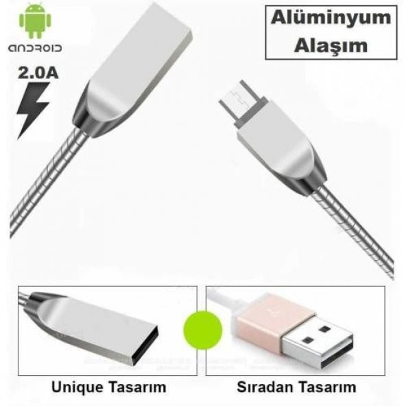 Apple iPhone Ve Android Metal Yaylı Usb Hızlı Şarj Kablosu - 4