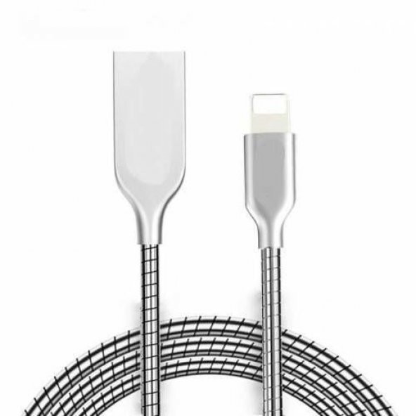Apple iPhone Ve Android Metal Yaylı Usb Hızlı Şarj Kablosu - 5