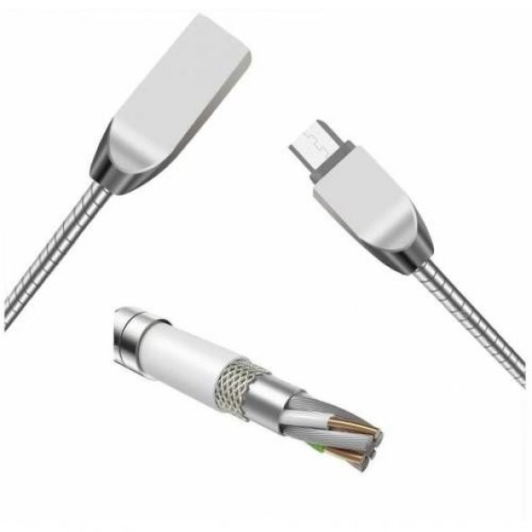 Apple iPhone Ve Android Metal Yaylı Usb Hızlı Şarj Kablosu - 7