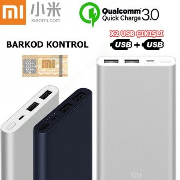 Xiaomi Mi 3.Nesil Powerbank 10000 mAh Hızlı Şarj Cihazı