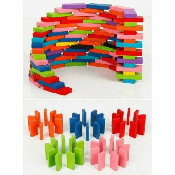 Ahşap Domino Taşları 1000 Parça Renkli Eğitici Domino Oyunu Ahşap domino oyunu Çocuk Ahşap Oyuncak - 3