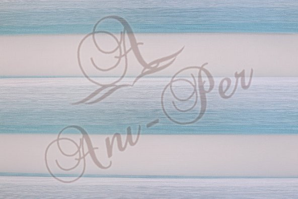 Zebra Perde Brillant Pliseli İki Renkli Turkuaz Beyaz Tüm Ölçüler - 4