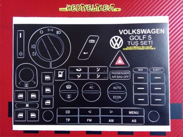 Volkswagen golf 5 Sticker tuş takımı seti ETİKET