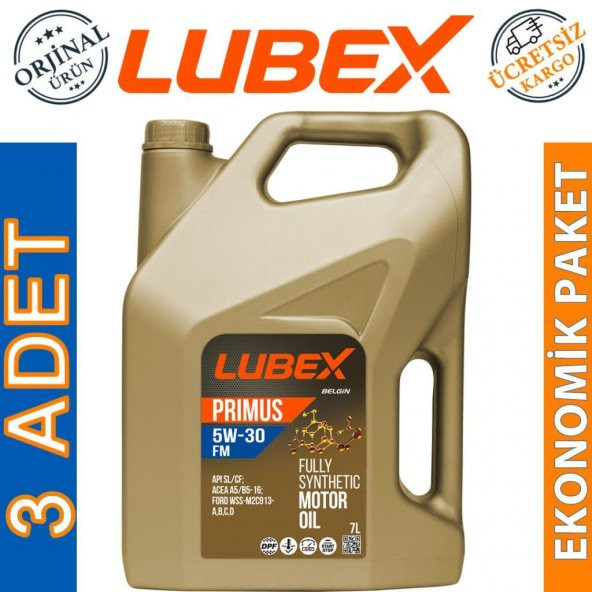 Lubex Primus FM 5W-30 7 Lt Tam Sentetik Motor Yağı (3 Adet)