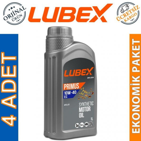 Lubex Primus EC 10W-40 1 Lt Yarı Sentetik Motor Yağı (4 Adet)
