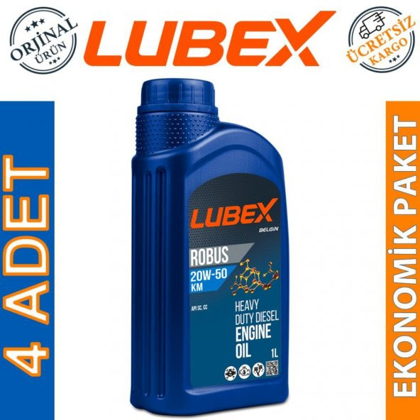 Lubex Robus KM 20W-50 1 Lt Mineral Motor Yağı (4 Adet)