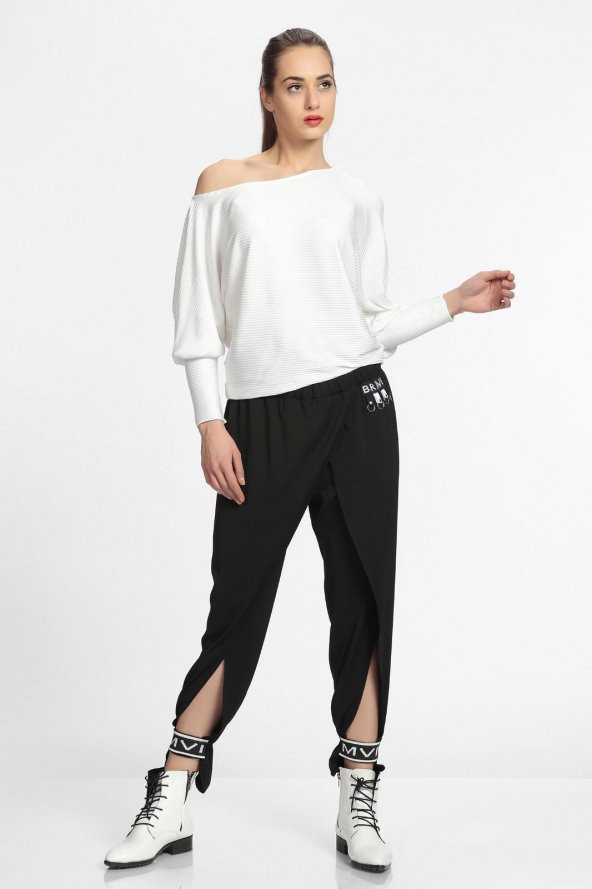 SAY ETEĞİ YAZILI BAYAN BLUZ - 1911003 EKRU