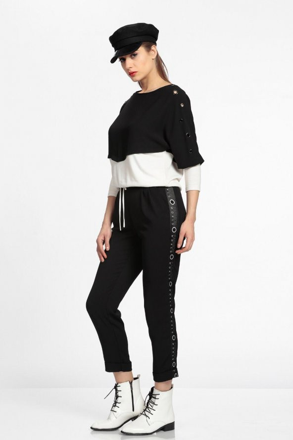 SAY KOLLARI KUŞ GÖZLÜ BAYAN BLUZ - 1911006 SİYAH - 2