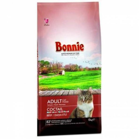 Bonnie Renkli Taneli Biftekli Kuru Yetişkin Kedi Maması 15 kg