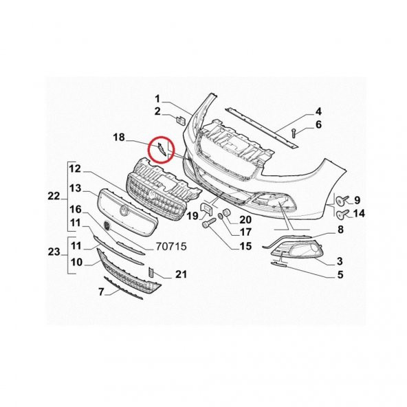 FIAT LINEA Ön Tampon Çeki Kapak (2007 - 2015) 735547959 - 5