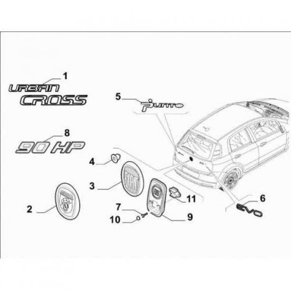 FIAT PUNTO EVO Bagaj Kaput Yazı/Arma 2009 - 2011 - 3