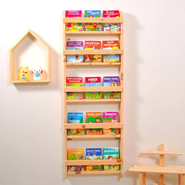 Çocuk Odası Eğitici Montessori Mobilya Kitaplık Raf Duvar Rafı 5 li - 3
