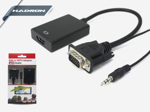 Hadron HD4458 VGA to HDMI + Aux Dönüştürücü